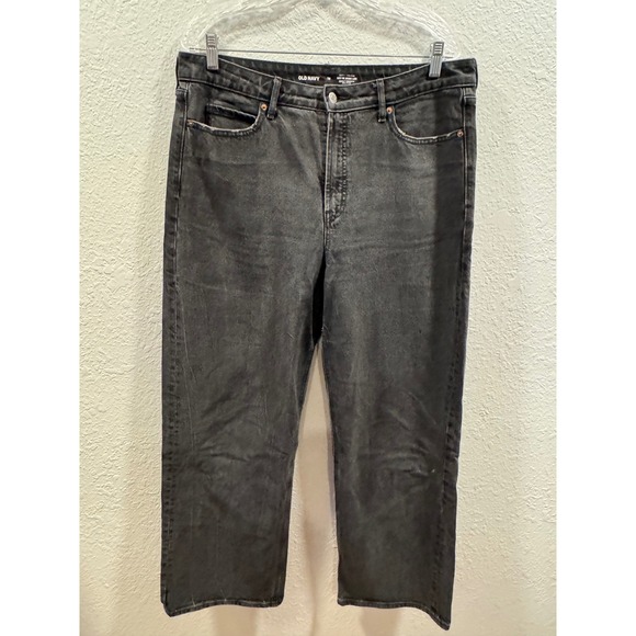 Old Navy Denim - Old Navy Sky-Hi Wide Leg Jeans Womens 14 Extra High Rise Black Denim Pants